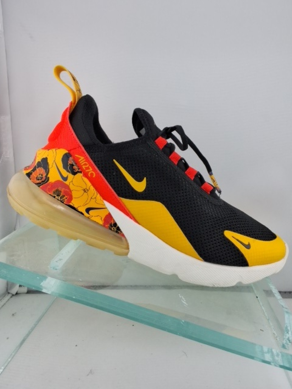 Nike Air Max Sneakers in Black, Yellow & Red Floral Accent